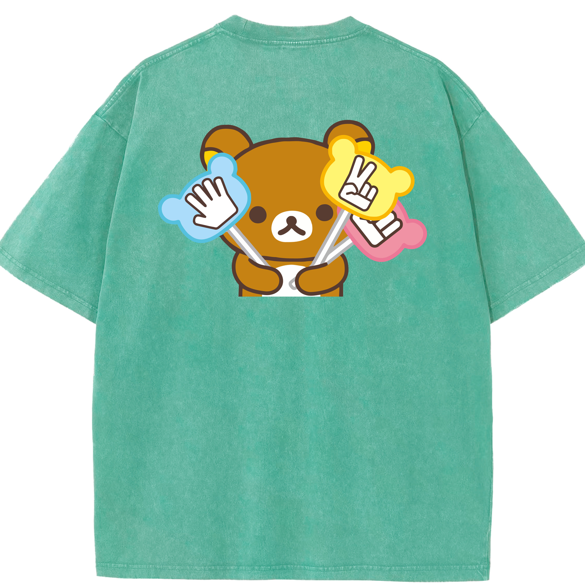 （画像用） リラックマ リラックマ キイロイトリ Rilakkuma Korilakkuma Kiiroitori 綿100% ヴィンテージ風 半袖Tシャツ（背面プリント）